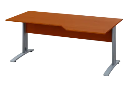 EZK 18 - 186 stůl kancelářský, rohový, pravý, kovová podnož stříbrná, deska 18 mm, široký 1800 mm, třešeň šumavská